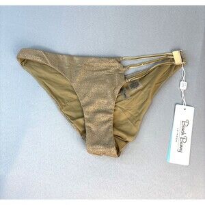 Beach Bunny Bikini Bottom Small Abrey Skimpy Gold Bronze Hardward Straps $165